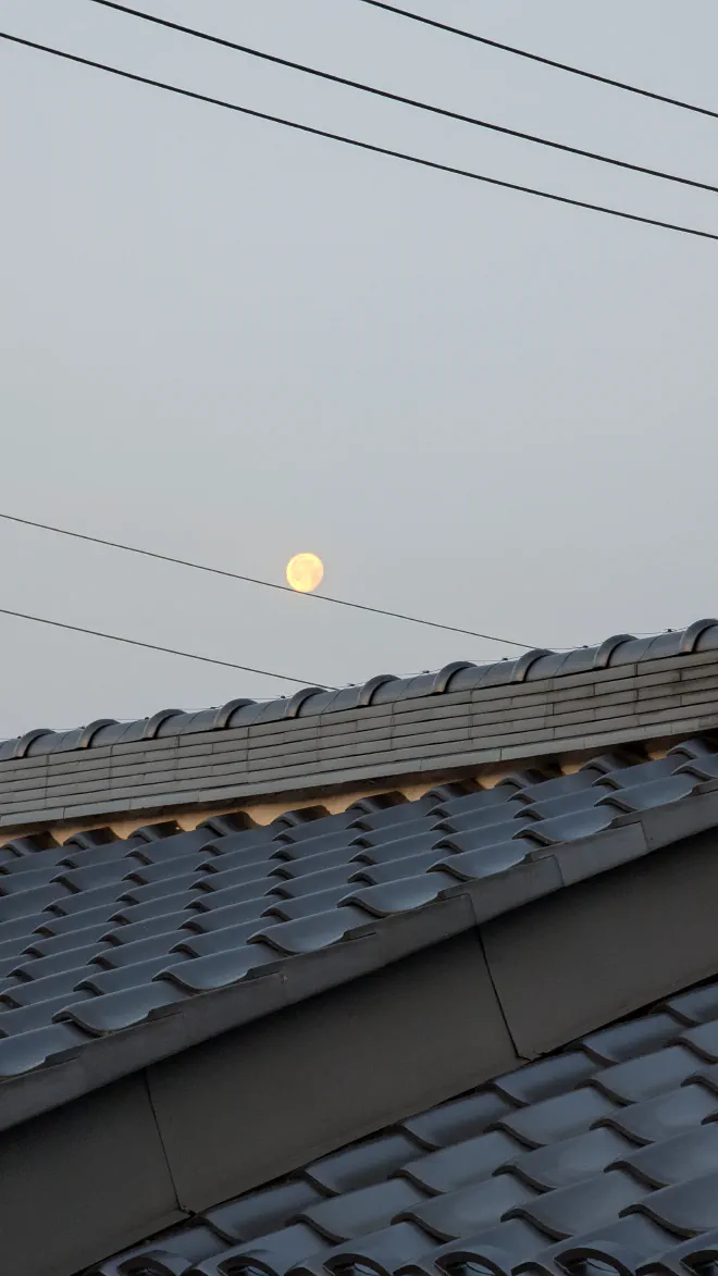 電線を転がる月